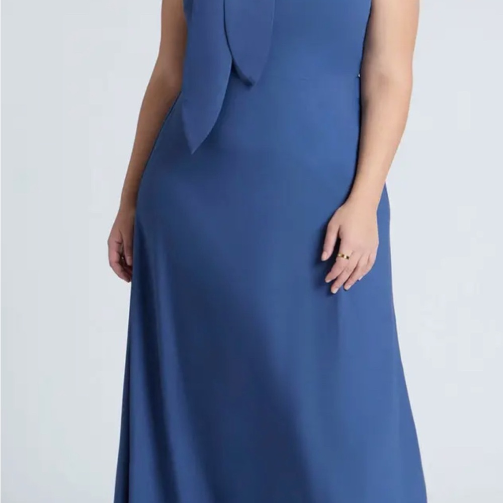 Eloquii Blue Maxi Dress with Bow Detail